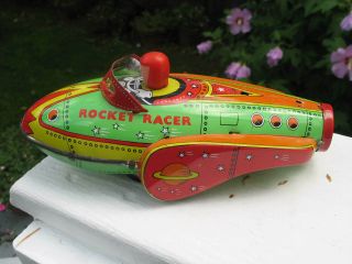 Vintage Rocket Racer Space Ship Friction Tin Toy Schylling