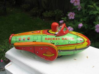 Vintage Rocket Racer Space Ship Friction Tin Toy Schylling 2