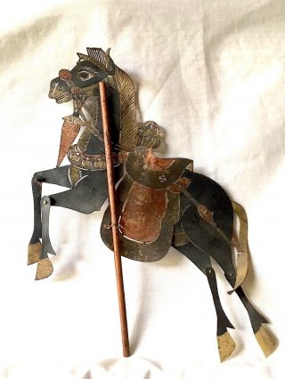 Unusual Horse Shadow Puppet Nang Talung Wayang Pierced Colored Hide Leather