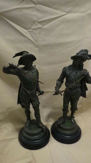 Pair Spanish Conquistaadors/ Soldiers Spelter Metal Figurines