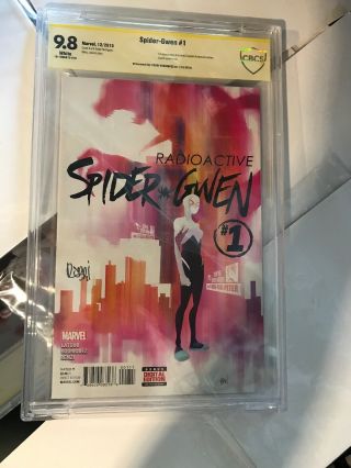 Spider - Gwen 1 Cbcs 9.  8 Ss Signed By Robbi Rodriguez 1st Earth 65 Captain America