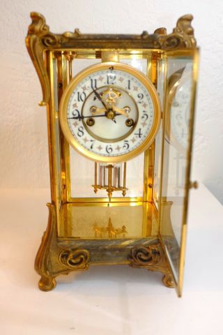 Antique Ansonia / Waterbury Crystal Regulator Clock