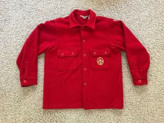 Men’s Vtg Boy Scouts Of America Bsa Official Red Wool Jacket Coat Size 44/xl Usa