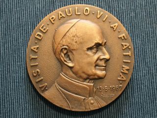 Pope Paul Vi At 50th Years Of FÁtima 1917 - 1967 Bronze Medal Portugal