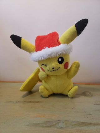 Tomy Pokemon Plush Pikachu With Santa Hat Christmas Plush Stuffed Toy - 8.  5 " H