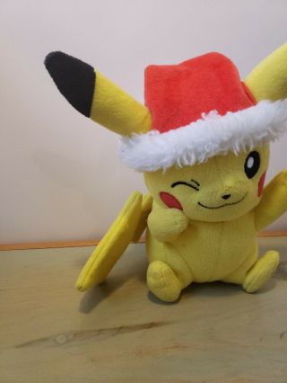 Tomy Pokemon Plush Pikachu with Santa Hat Christmas Plush Stuffed Toy - 8.  5 