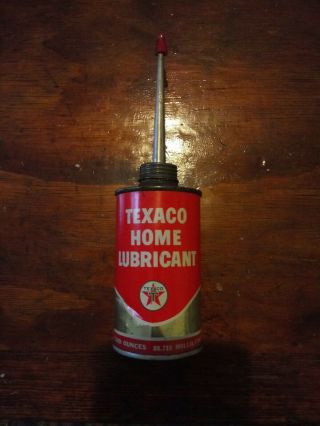 Vintage 3 Oz Texaco Home Oil Can Oiler Metal Spout Tin
