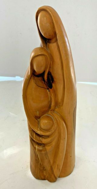 Vintage Real Olive Wood Virgin Mary Madonna Figurine Hand Carved By Amman 