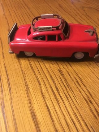 Vintage 1950s Airport Limousine Tin Friction Drive Toy Car Made In Japan 5 " Long