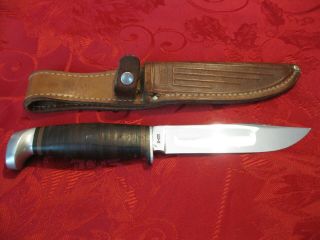 Vintage Ww2 Era Case Xx 325 - 5 Fixed Blade 9 Inch Knife With Leather Sheath