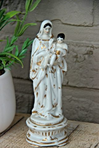 Antique French Vieux Paris Porcelain Madonna Figurine Statue Religious
