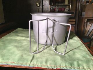 U.  S Military Issue Canteen Cup Heavy Duty Aluminum W Handles 88 Pac Fab