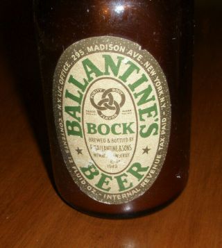 1940 ' s Ballantine ' s BOCK Beer paper label bottle Newark Jersey IRTP vintage 2