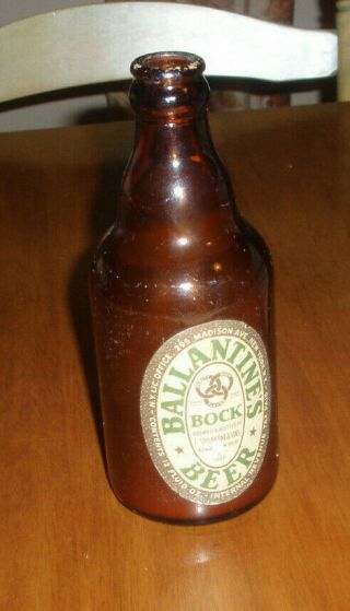 1940 ' s Ballantine ' s BOCK Beer paper label bottle Newark Jersey IRTP vintage 3