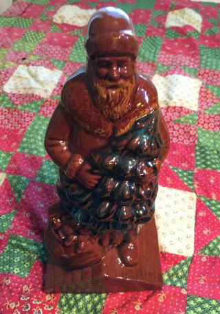 1990 Ned Foltz Pottery 9 1/2 " Vintage Redware Belsnickel Santa W Tree,  Toys - Ex