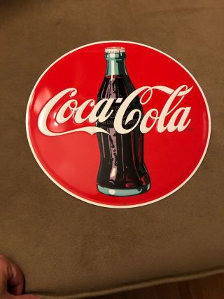 Collectible Coca - Cola Embossed Bottle Sign Vintage Style Metal Tin 14 " Red