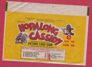 Vintage Hopalong Cassidy - Rare 5 Cent Gum Wrapper - 1950 - Hopalong Cassidy