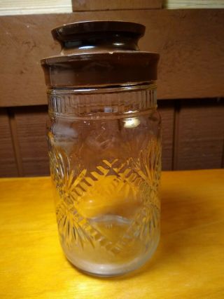 Maxwell House Coffee Anchor Hocking Glass Jar Clear Diamond Pattern With Lid