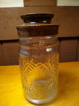Maxwell House Coffee Anchor Hocking Glass Jar Clear Diamond Pattern With Lid 2