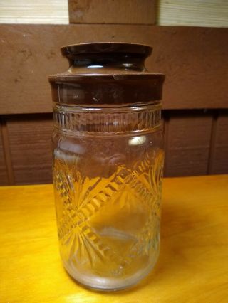 Maxwell House Coffee Anchor Hocking Glass Jar Clear Diamond Pattern With Lid 3