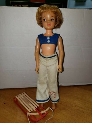 Vintage 1964 Ideal Light Blond Pepper Doll In Sailor Outfit And Sled