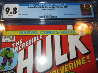 Incredible Hulk 181 Facsimile Reprint 1st Wolverine CGC 9.  8 NM/M Gorgeous Gem 2