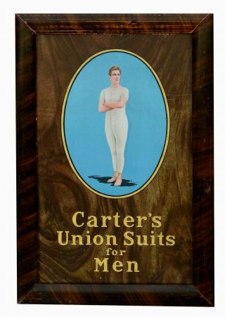 Ca1910 Carters Mens Underwear Tin Lithograph Advertising Sign Union Suits Litho