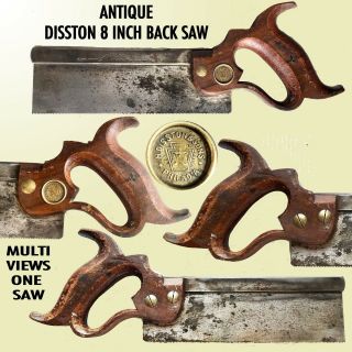 Antique Disston & Sons 8 " Dovetailing Back Saw Made Of Cast Steel Blade & Spine