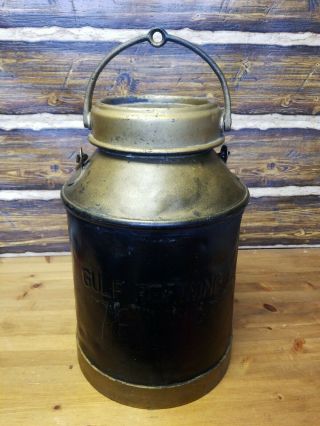 Rare Vintage Gulf Oil Refining Co.  Can/container Galvanized With Lid
