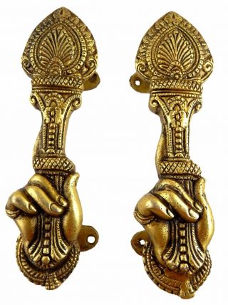 Hand Shape Antique Style Handmade Brass Solid Door Pull Handle Knob Home Decor A
