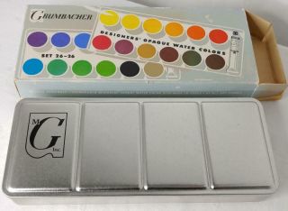 Vintage Grumbacher Germany Opaque Water Color Set 26 - 26 Once