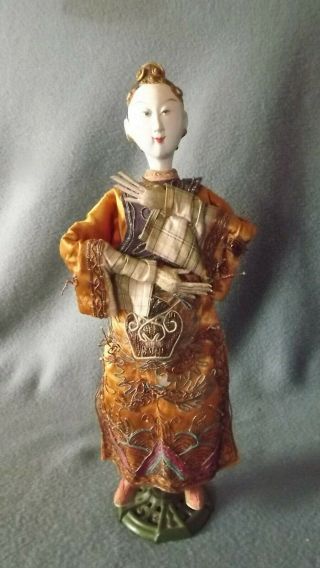 Antique Chinese Opera Doll Embroidered Silk Asian Oriental Robe 10 "