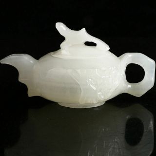 100 Natural Afghanistan Jade Teapot Hand Carved Bird Teapot Fy001