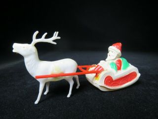 Vintage Celluloid Saint Nick Santa In Sleigh With Reindeer