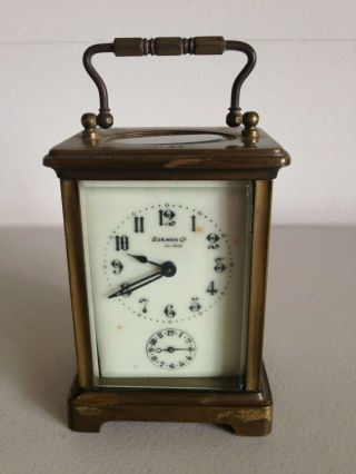 Vintage French Brass And Glass Carriage Clock Gorham & Co.  Ny,  Circa 1870,  W/key