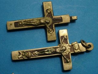 4 antique MONASTERY crucifixes // 1880=1900 2