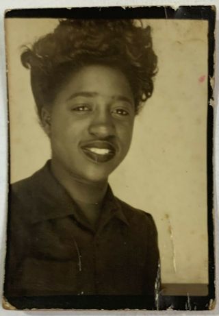 Gorgeous Smile African American Woman In The Photobooth,  Vintage Photo Snapshot