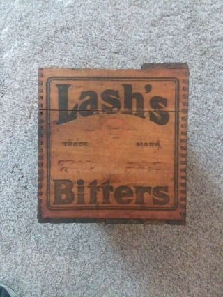 RARE ANTIQUE LASH ' S BITTERS TONIC LAXATIVE WOODEN BOX CRATE WOOD 2