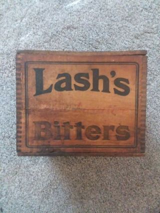 RARE ANTIQUE LASH ' S BITTERS TONIC LAXATIVE WOODEN BOX CRATE WOOD 3