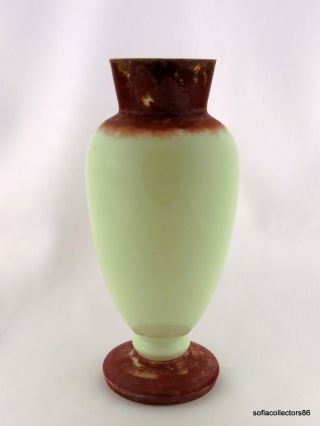 Victorian Era Bohemian Mantle Type Vase with Mountain Lake Scene - Uranium Glass 3