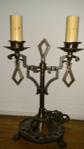 Antique Arts And Crafts Gothic Lamp