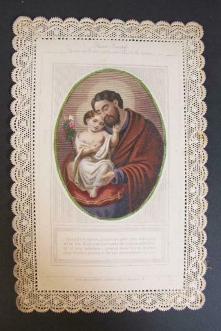 Antique Religious Catholic Holy Card Lace St - Joseph Letaille Editor