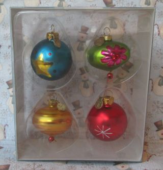 Tiny Trimmings Department 56 Set Of 4 Mini Glass Christmas Ornaments C3