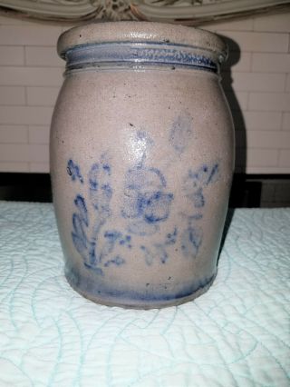 Antique Stoneware Southwestern Pa Crock,  Blue Decoration