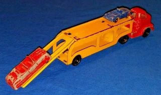Vintage Collectible Tootsie Toy Car Hauler W/ 3 Tootsie Cars Made In Usa Antique