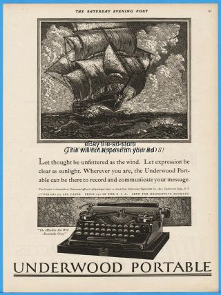1922 Underwood Typewriter Co York Standard Portable Give Wings To Words Ad