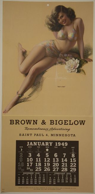 Vintage 1949 Rolf Armstrong Pin - Up Calendar Sample Bathing Beauty That 