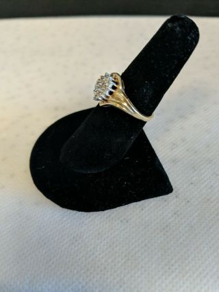 Vintage Marked 10k Yellow Gold Diamond Accent Pear Shape Cluster Ring Size 6 2
