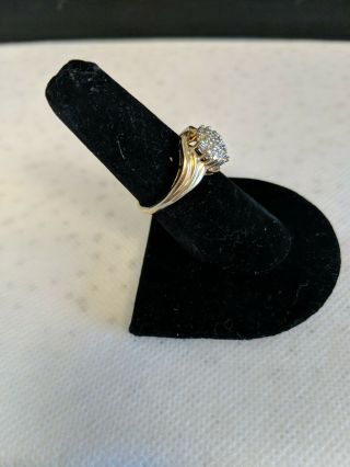 Vintage Marked 10k Yellow Gold Diamond Accent Pear Shape Cluster Ring Size 6 3