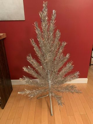 Vintage Evergleam 4 Ft.  58 Branch Aluminum Christmas Tree & Stand